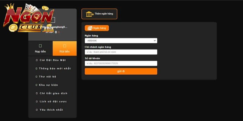Hướng dẫn rút tiền Ngonclub nhanh bằng banking